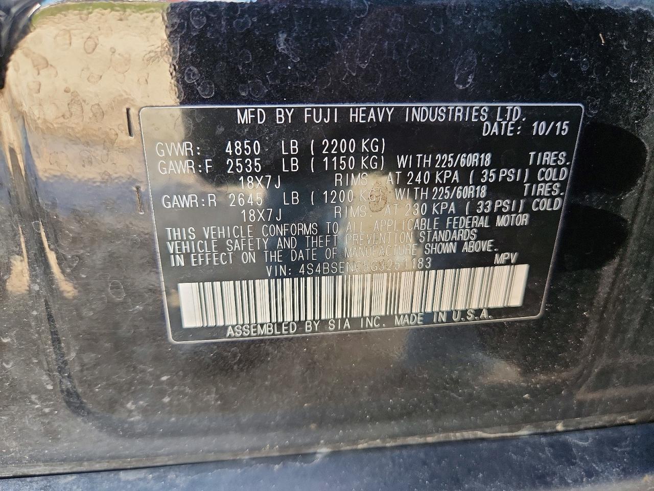 Subaru Outback 3.6r Limited