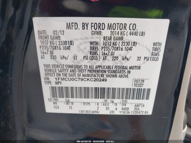 Ford Escape Xls