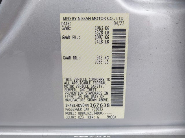 Nissan Altima Sv Fwd