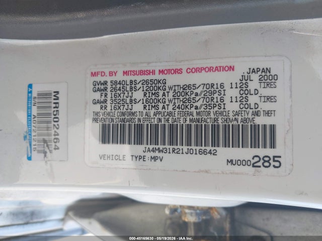 Mitsubishi Montero Xls