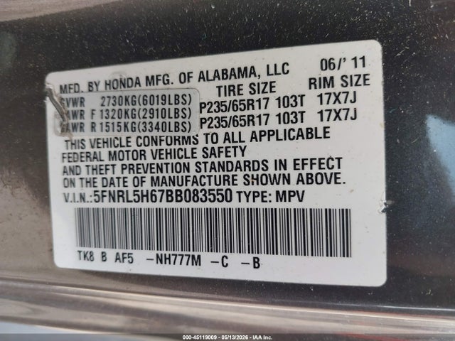 Honda Odyssey Ex-l