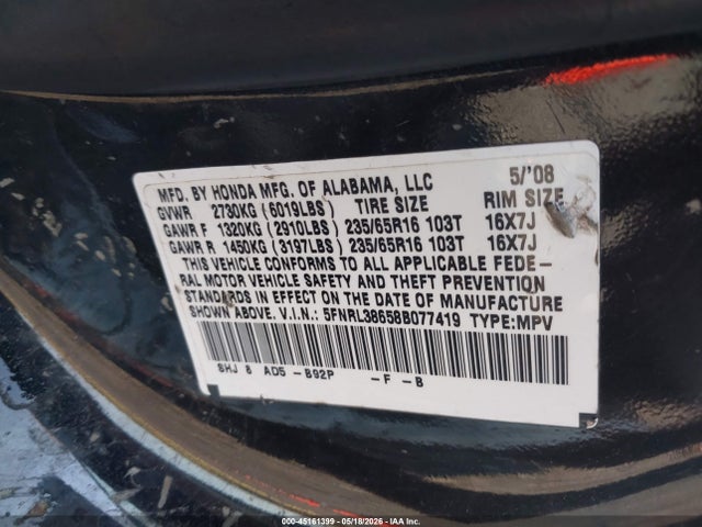 Honda Odyssey Ex-l