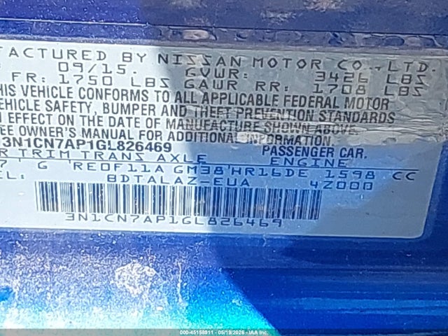 Nissan Versa 1.6 S+