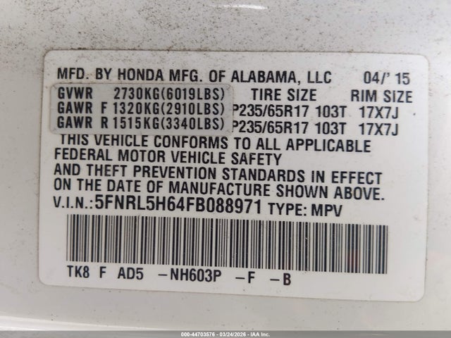 Honda Odyssey Ex-l