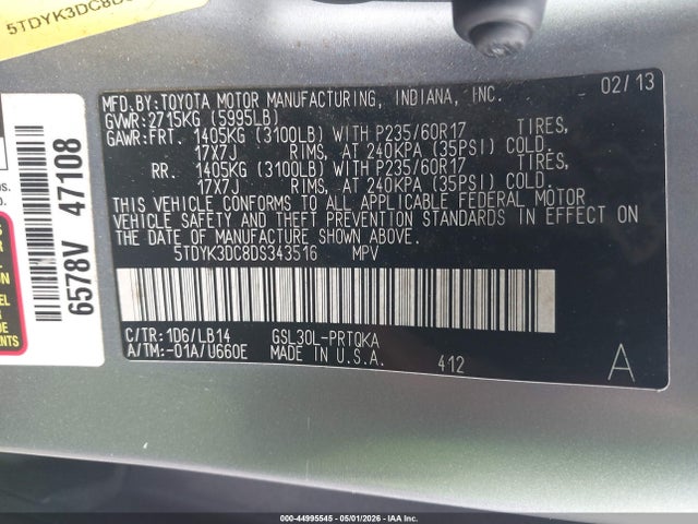 Toyota Sienna Xle V6 8 Passenger