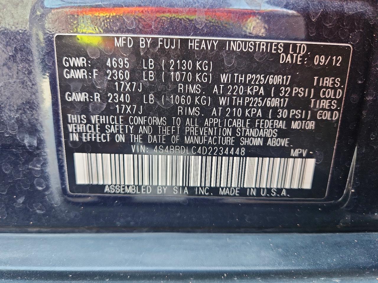 Subaru Outback 3.6r Limited