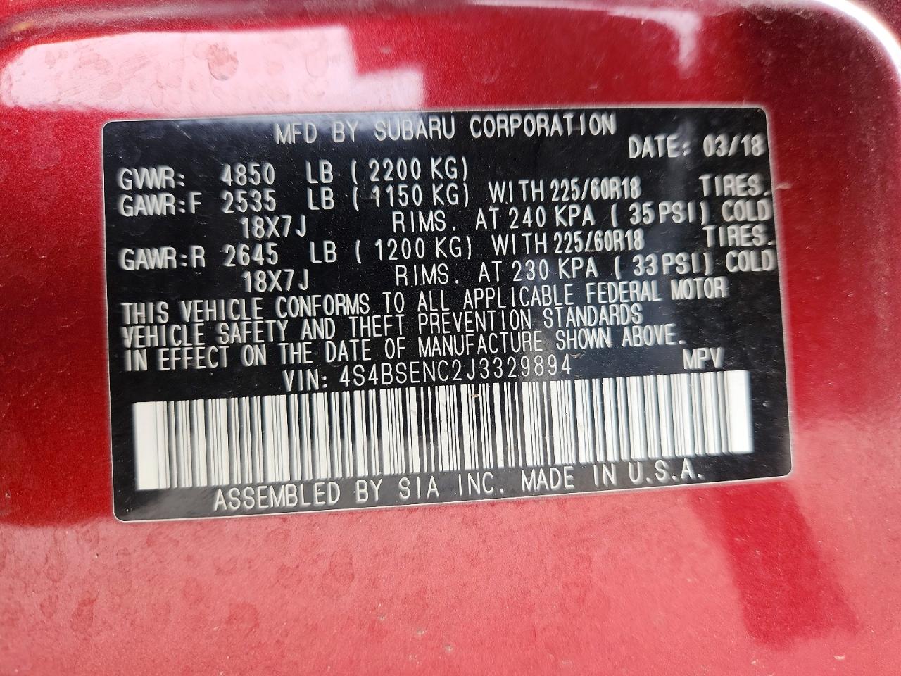 Subaru Outback 3.6r Limited