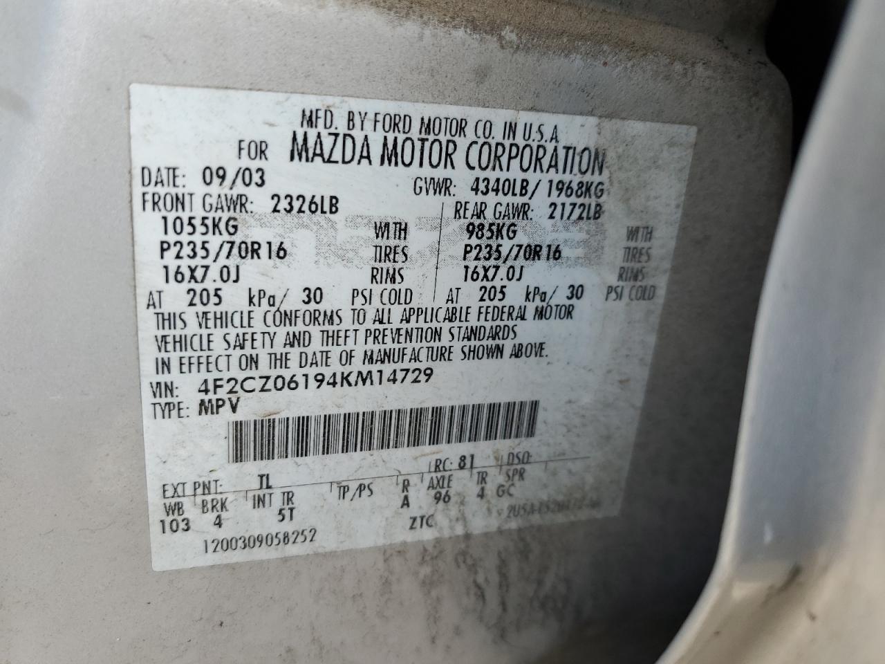 Mazda Tribute Es