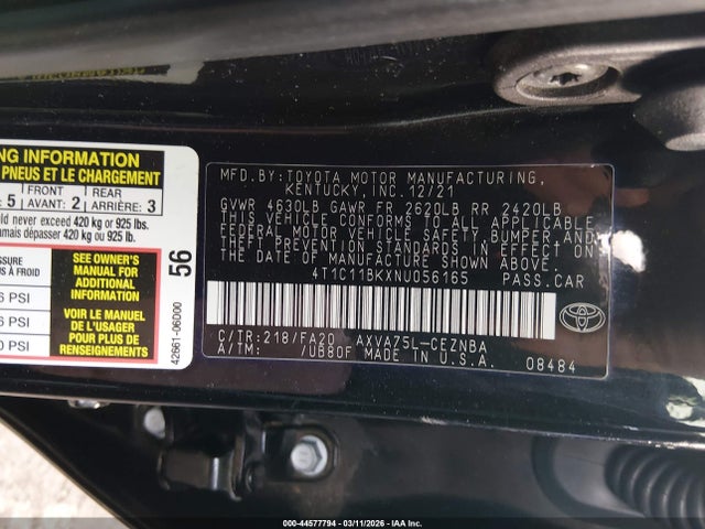 Toyota Camry Le Awd