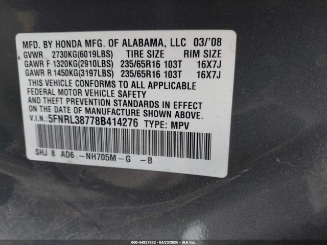 Honda Odyssey Ex-l