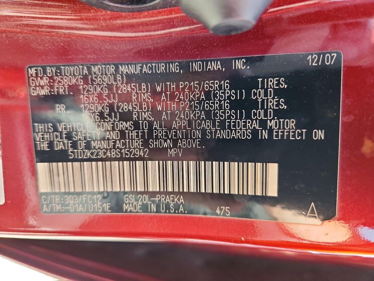 Toyota Sienna Le 8-passenger