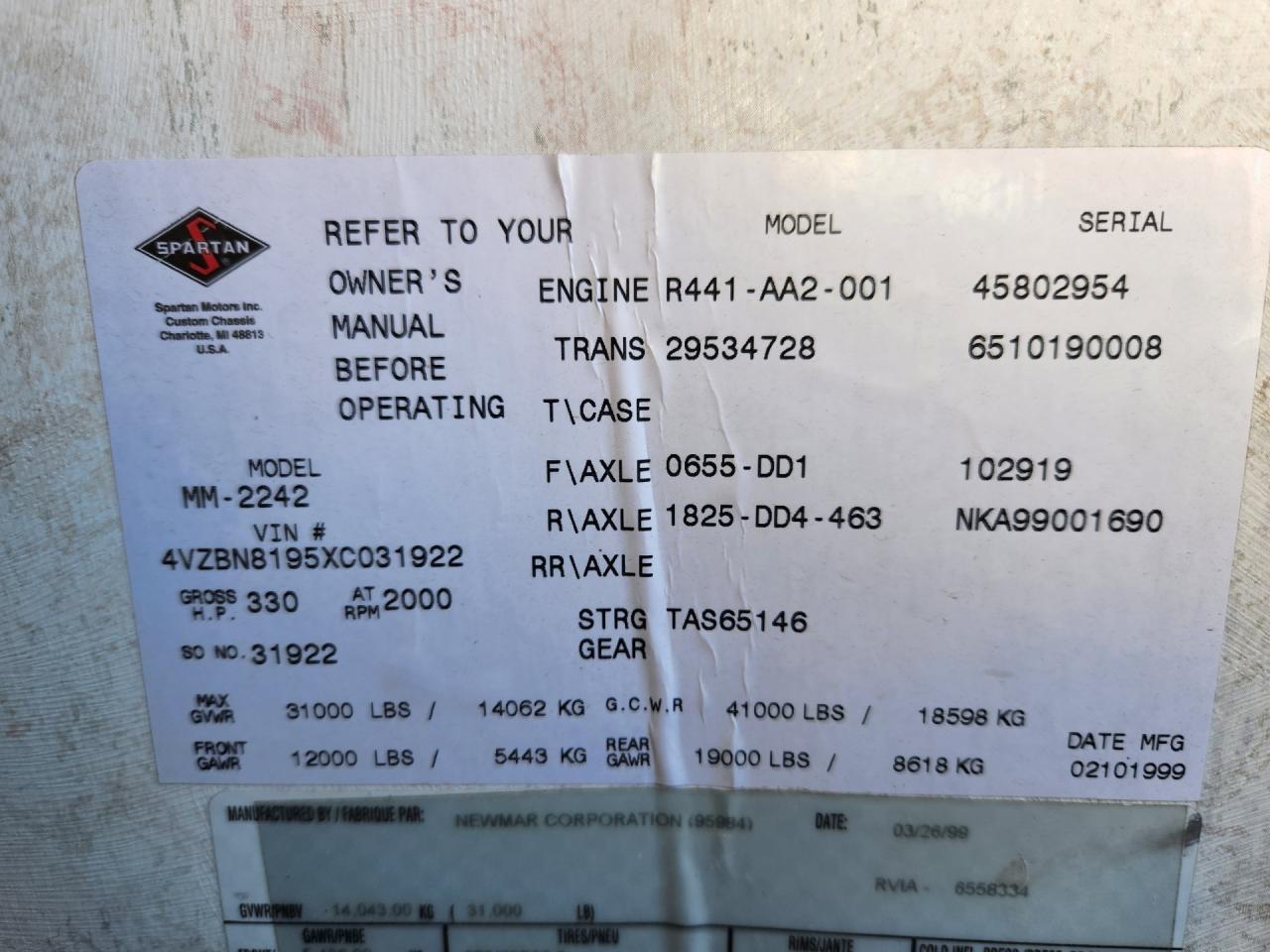Spartan Motors Motorhome 4vz