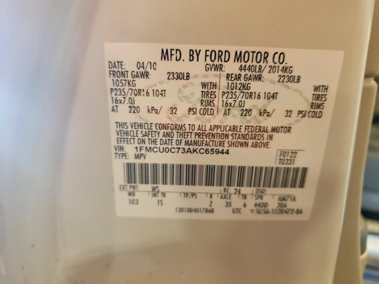 Ford Escape Xls