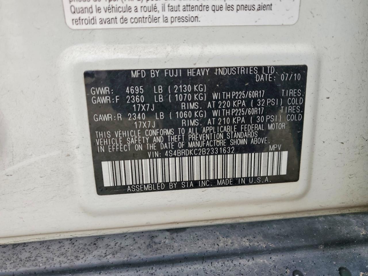 Subaru Outback 3.6r Limited