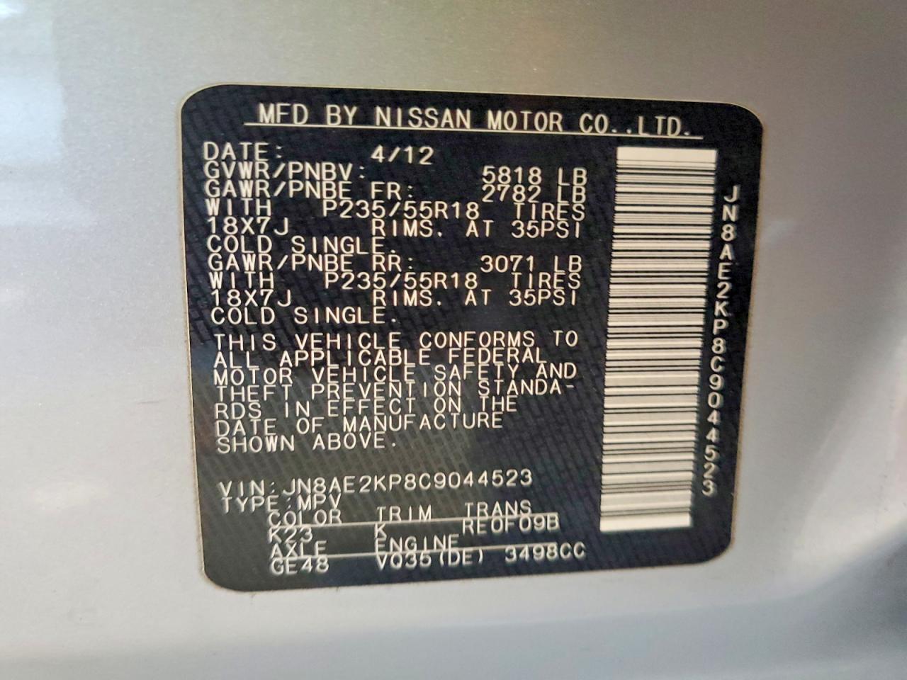 Nissan Quest 3.5 S