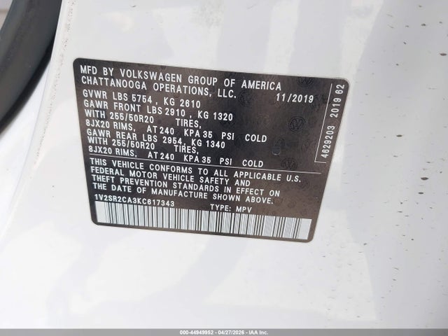 Volkswagen Atlas 3.6l V6 Sel R-line