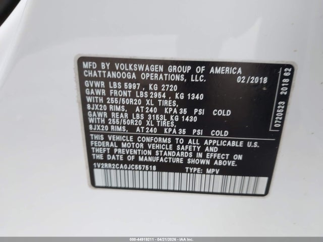 Volkswagen Atlas 3.6l V6 Sel