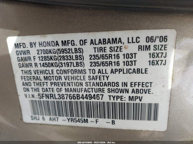 Honda Odyssey Ex-l