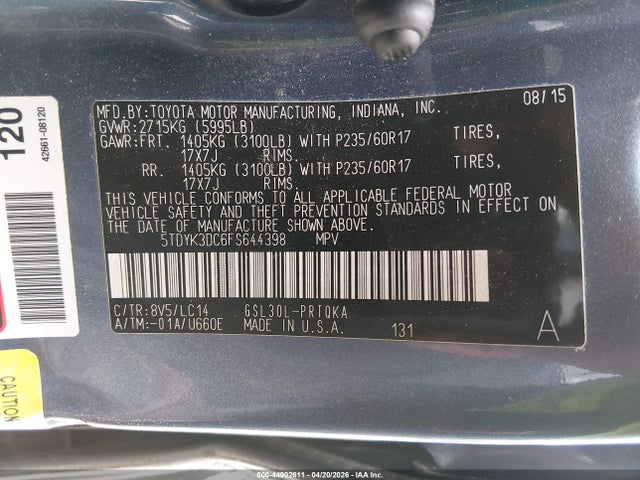 Toyota Sienna Xle 8 Passenger