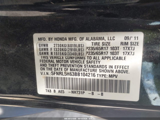 Honda Odyssey Ex-l