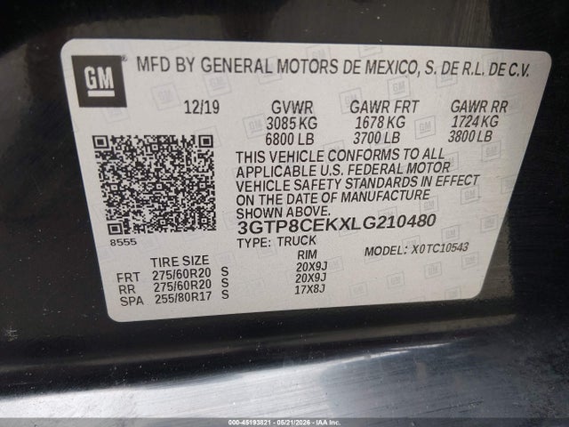 GMC Sierra 1500 2wd  Short Box Elevation