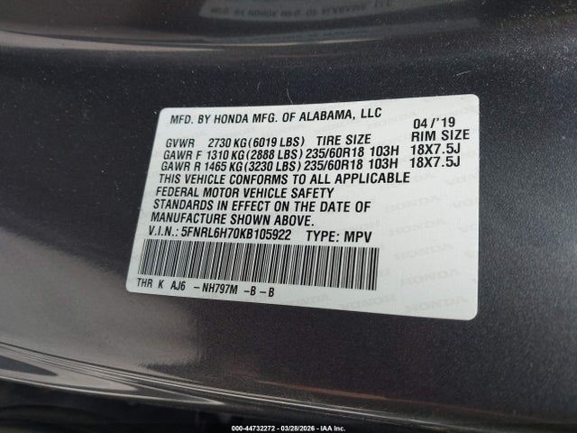 Honda Odyssey Ex-l