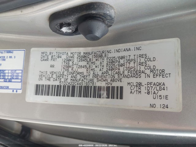 Toyota Sienna Xle Limited