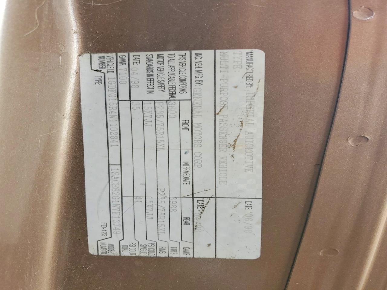 GMC Savana Rv G1500