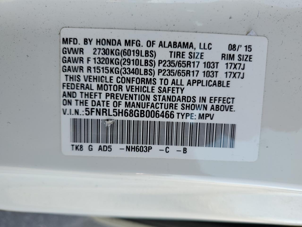 Honda Odyssey Exl