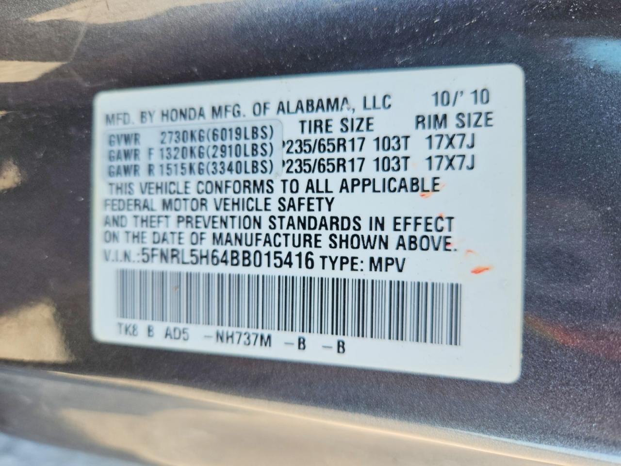 Honda Odyssey Exl
