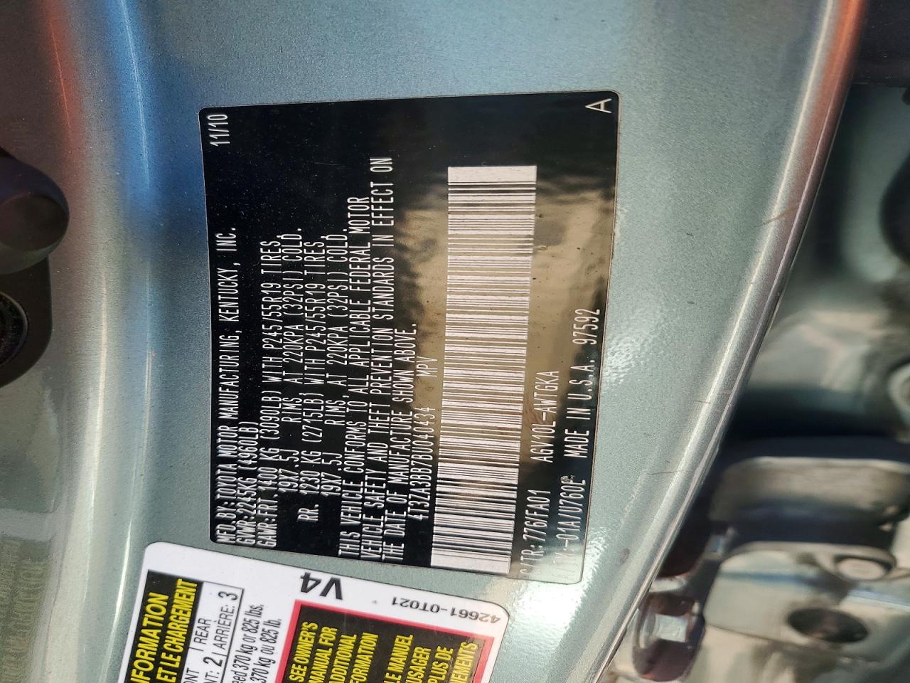 Toyota Venza Fwd 4cyl