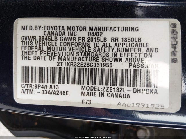 Toyota Matrix Standard