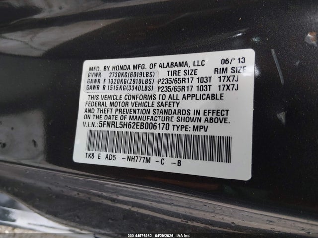 Honda Odyssey Ex-l