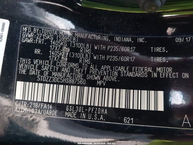 Toyota Sienna L 7 Passenger