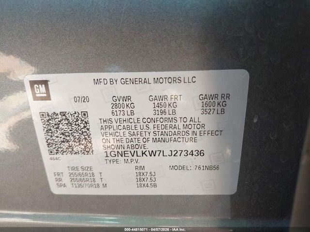 Chevrolet Traverse Awd 1fl
