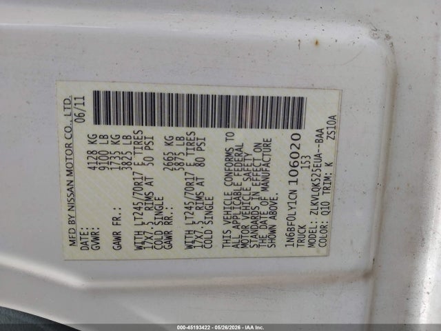 Nissan Nv Nv2500 Hd S V6