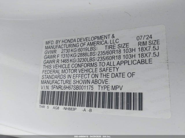 Honda Odyssey Ex-l