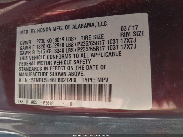 Honda Odyssey Ex