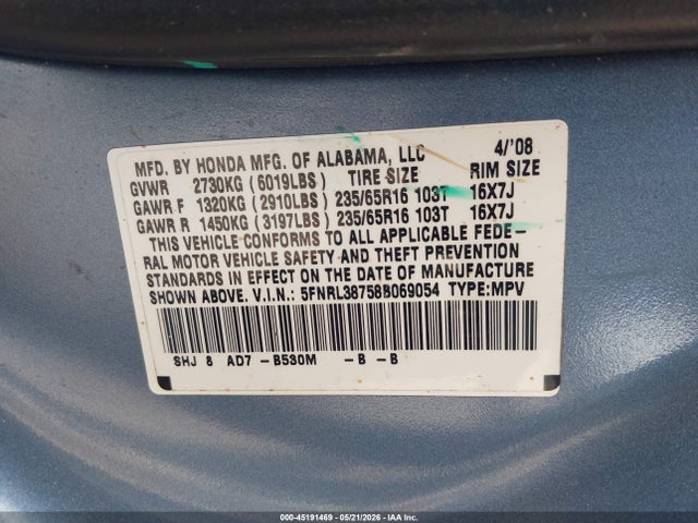 Honda Odyssey Ex-l