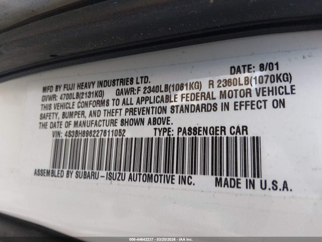 Subaru Outback H6-3.0 Vdc