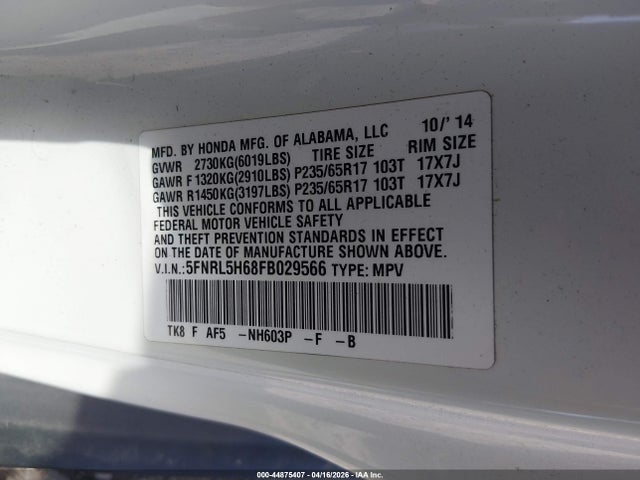 Honda Odyssey Ex-l