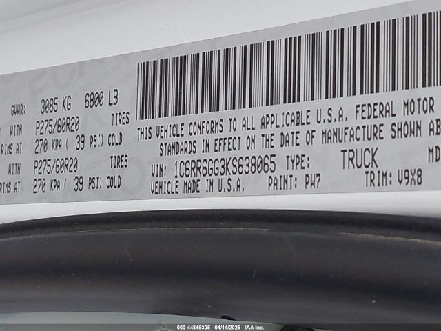 Ram 1500 Warlock  4x2 6'4 Box