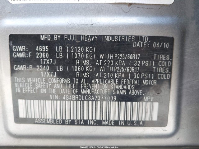 Subaru Outback 3.6r Limited