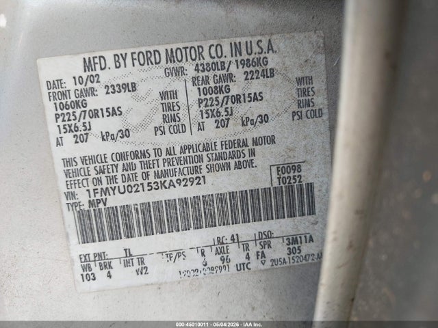 Ford Escape Xls