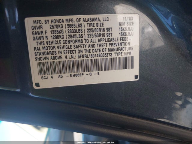 Honda Odyssey Ex-l