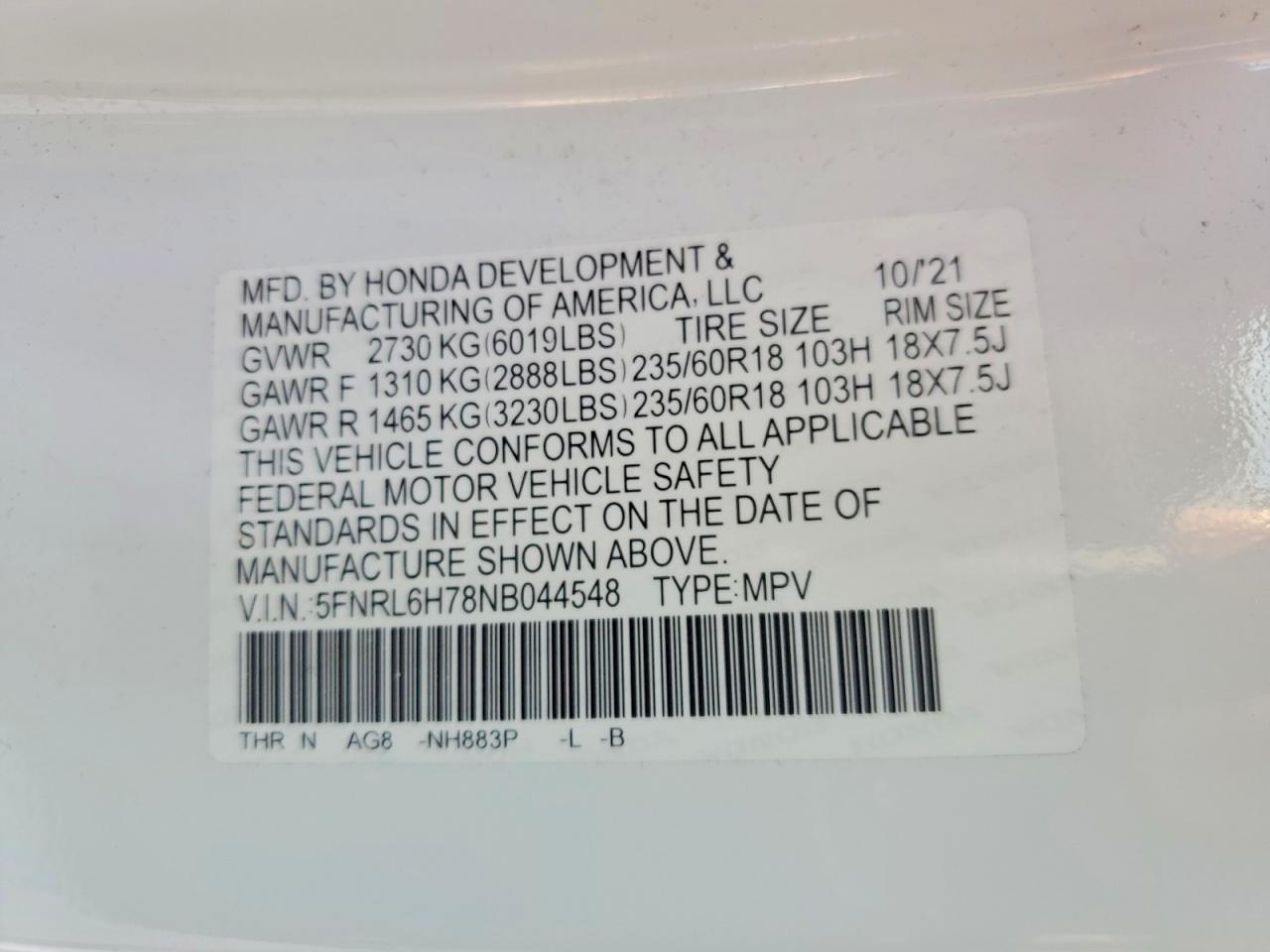 Honda Odyssey Exl