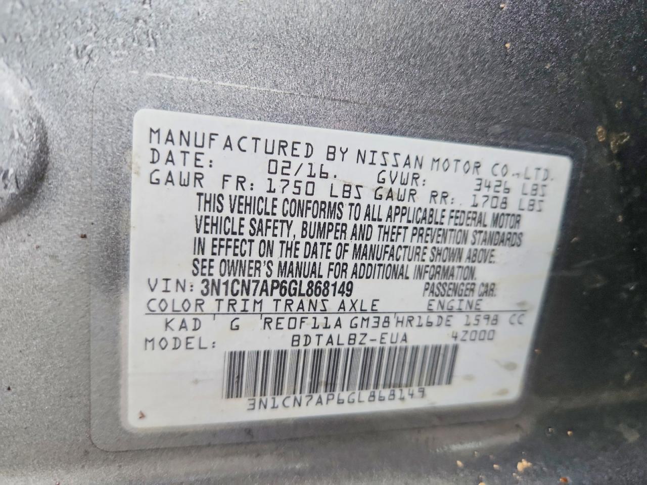 Nissan Versa 1.6 Sv