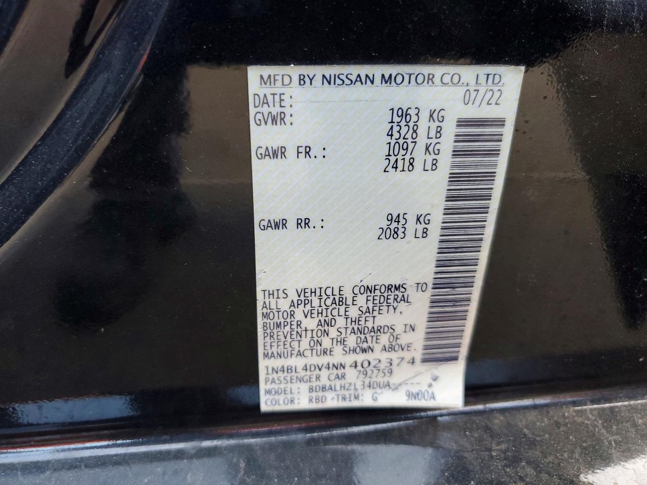 Nissan Altima 2.5 Sv
