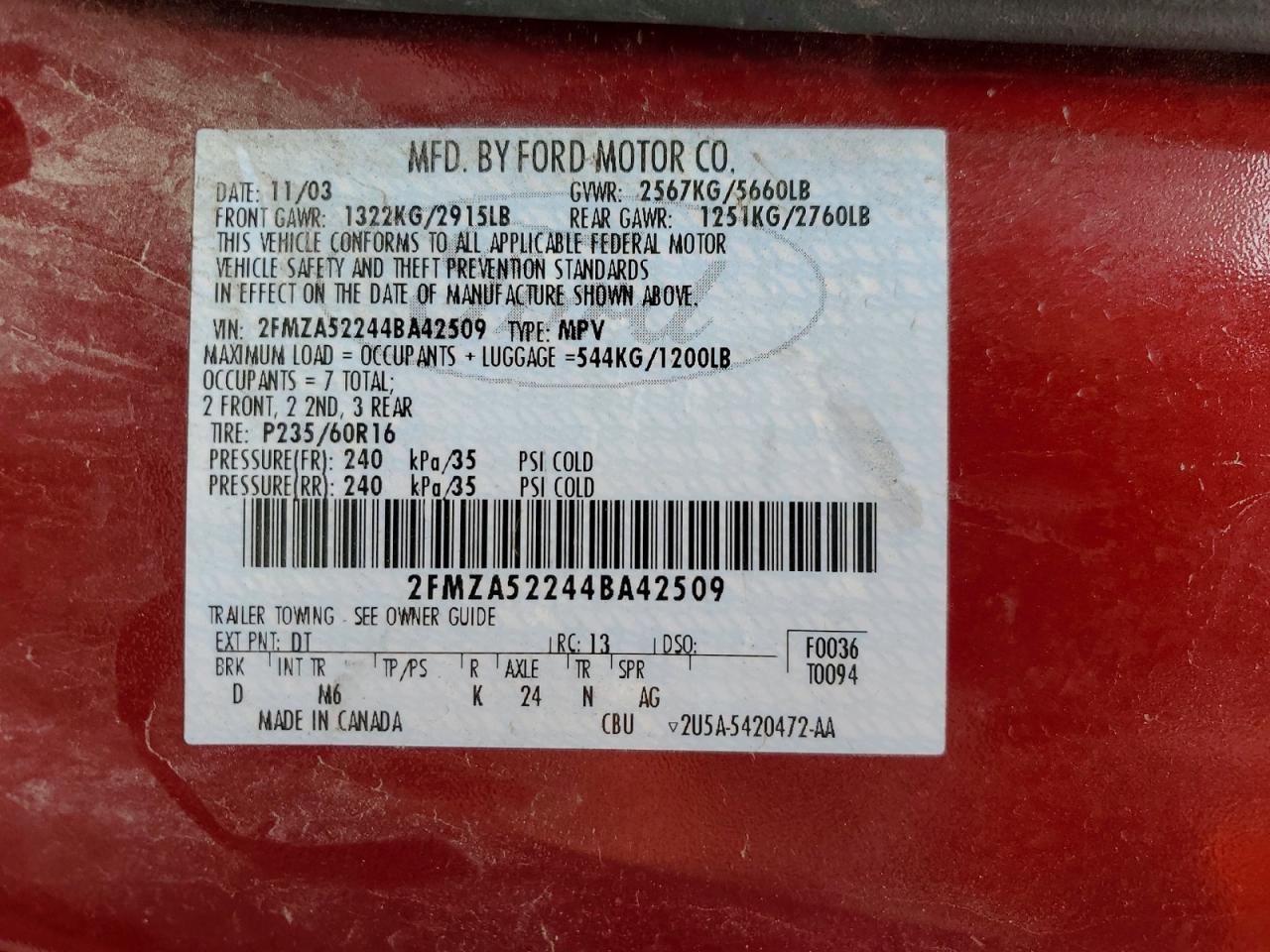 Ford Freestar Sel