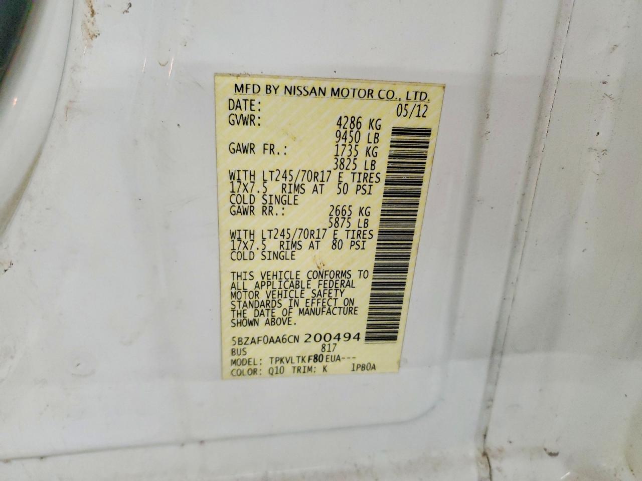 Nissan Nv 3500 Hd S